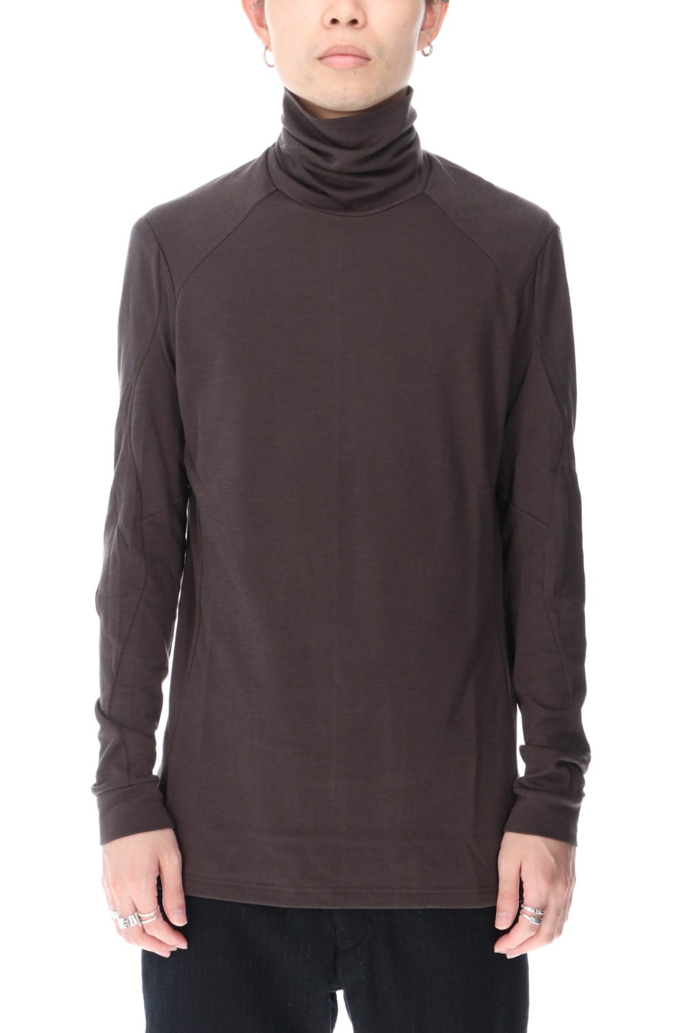 High neck long sleeve soft jersey Brown Gray