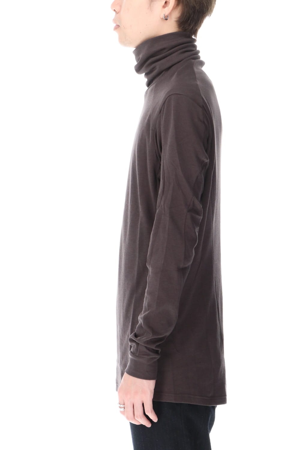 High neck long sleeve soft jersey Brown Gray