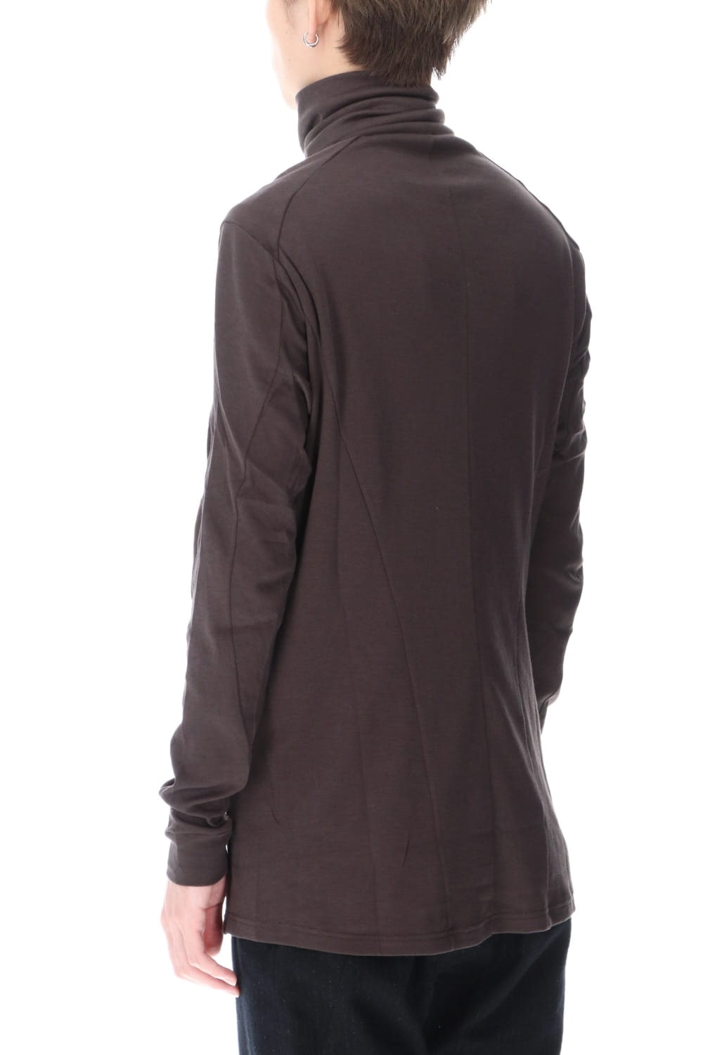 High neck long sleeve soft jersey Brown Gray
