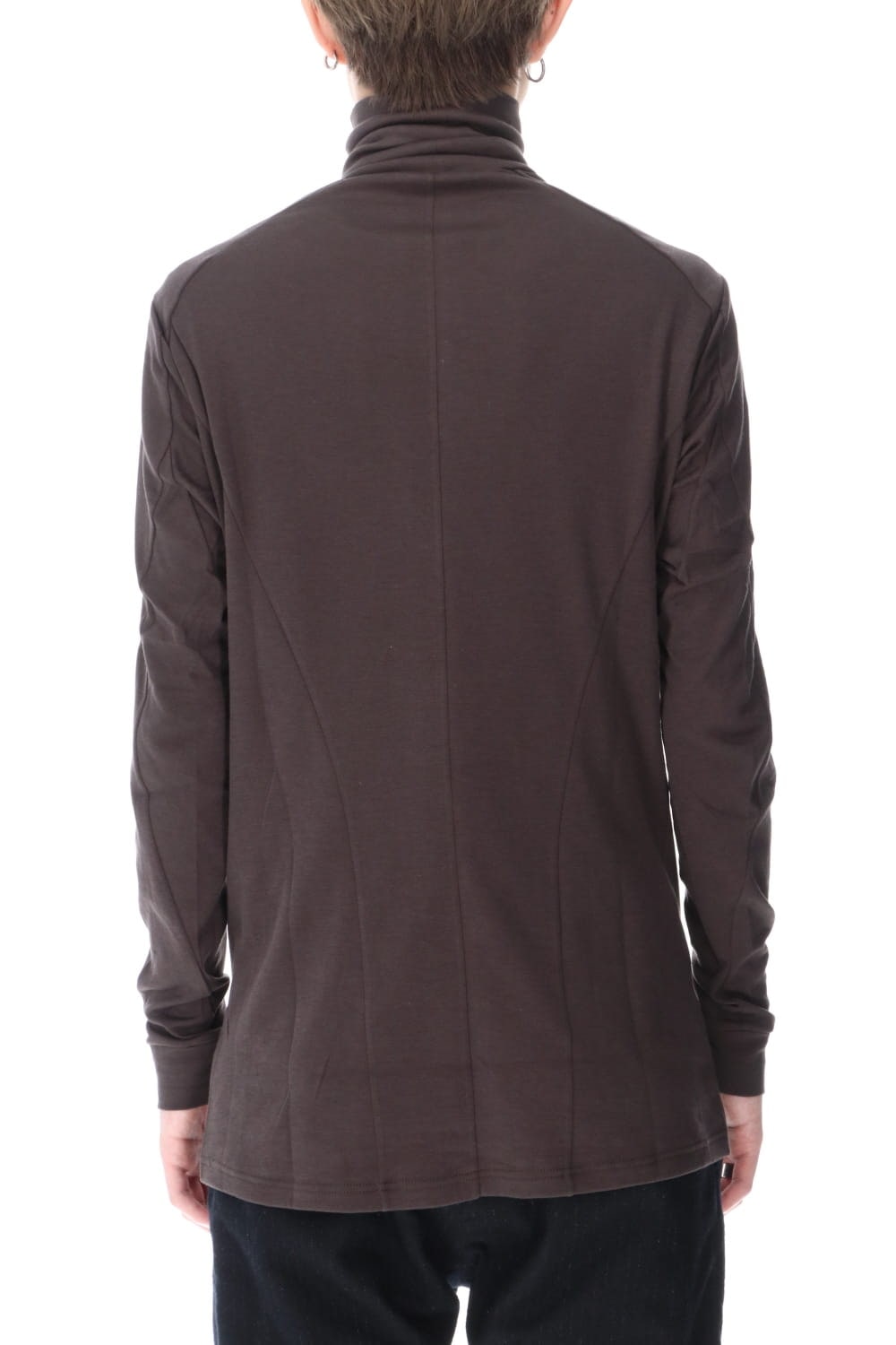 High neck long sleeve soft jersey Brown Gray
