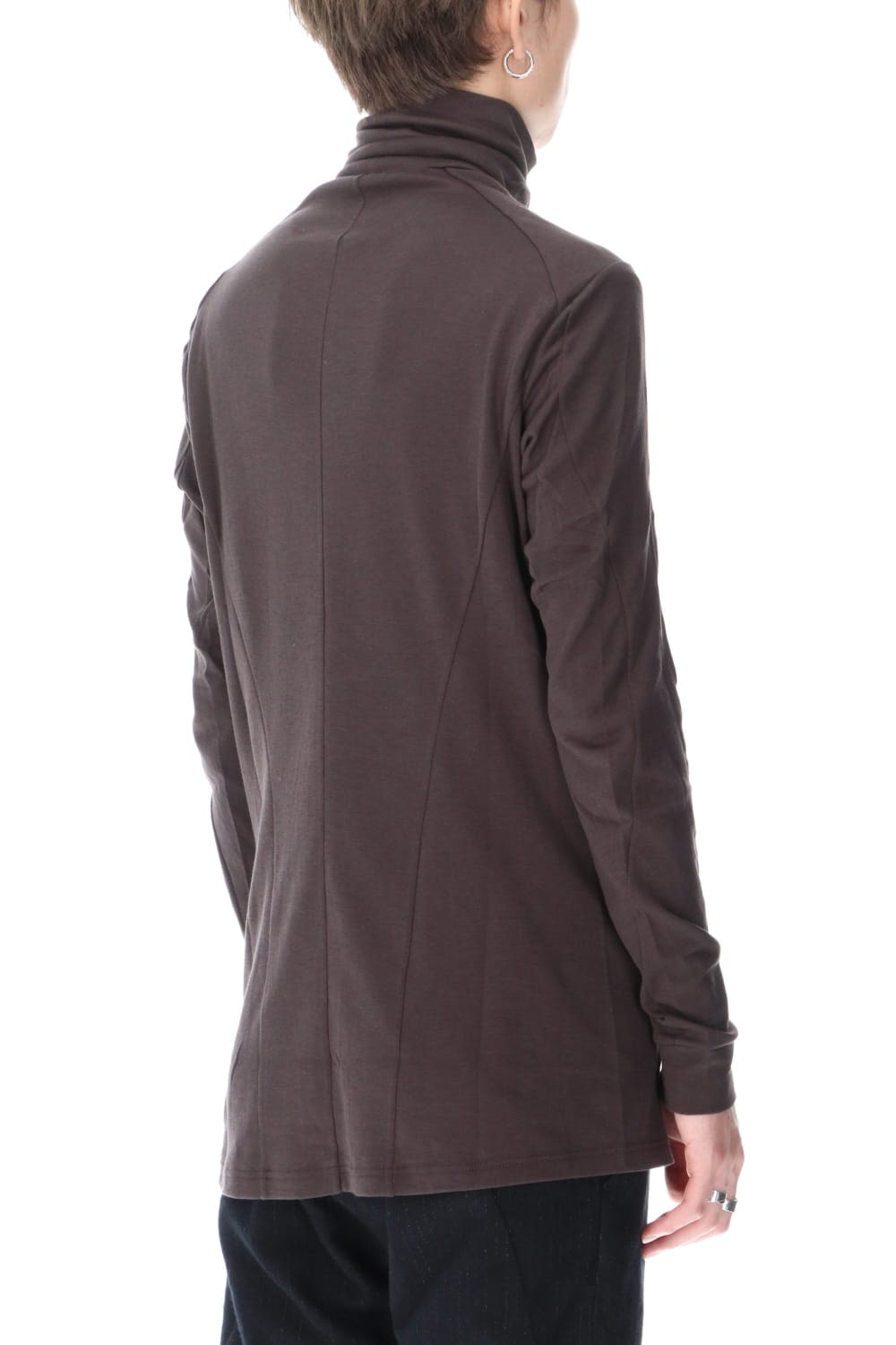 High neck long sleeve soft jersey Brown Gray