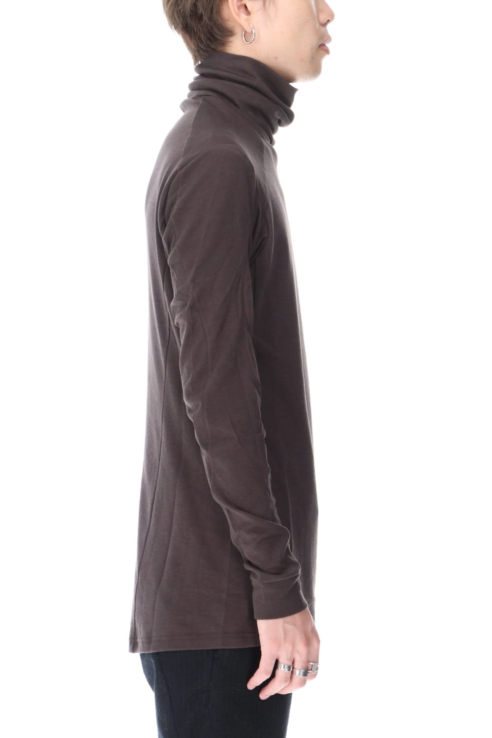 High neck long sleeve soft jersey Brown Gray