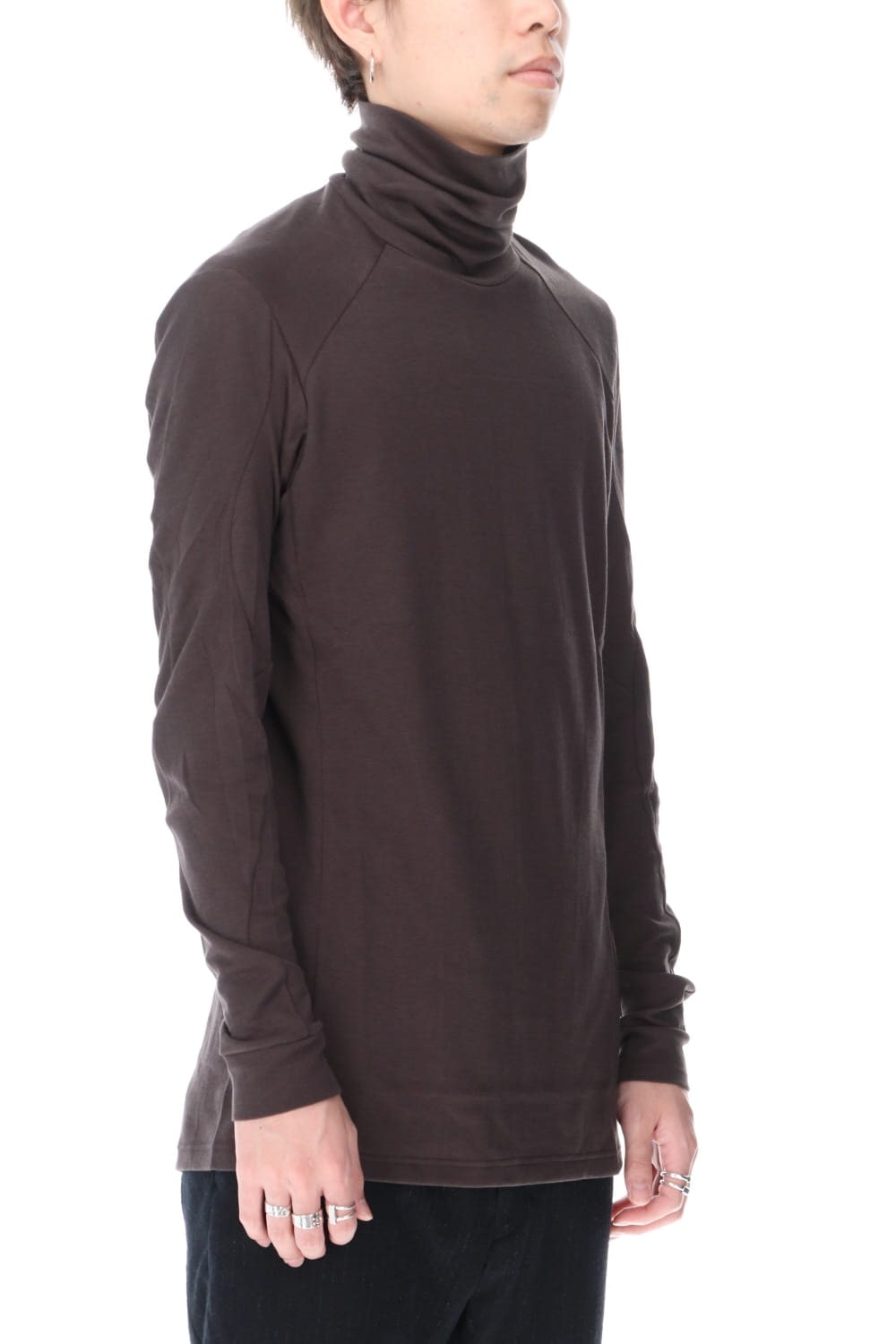 High neck long sleeve soft jersey Brown Gray
