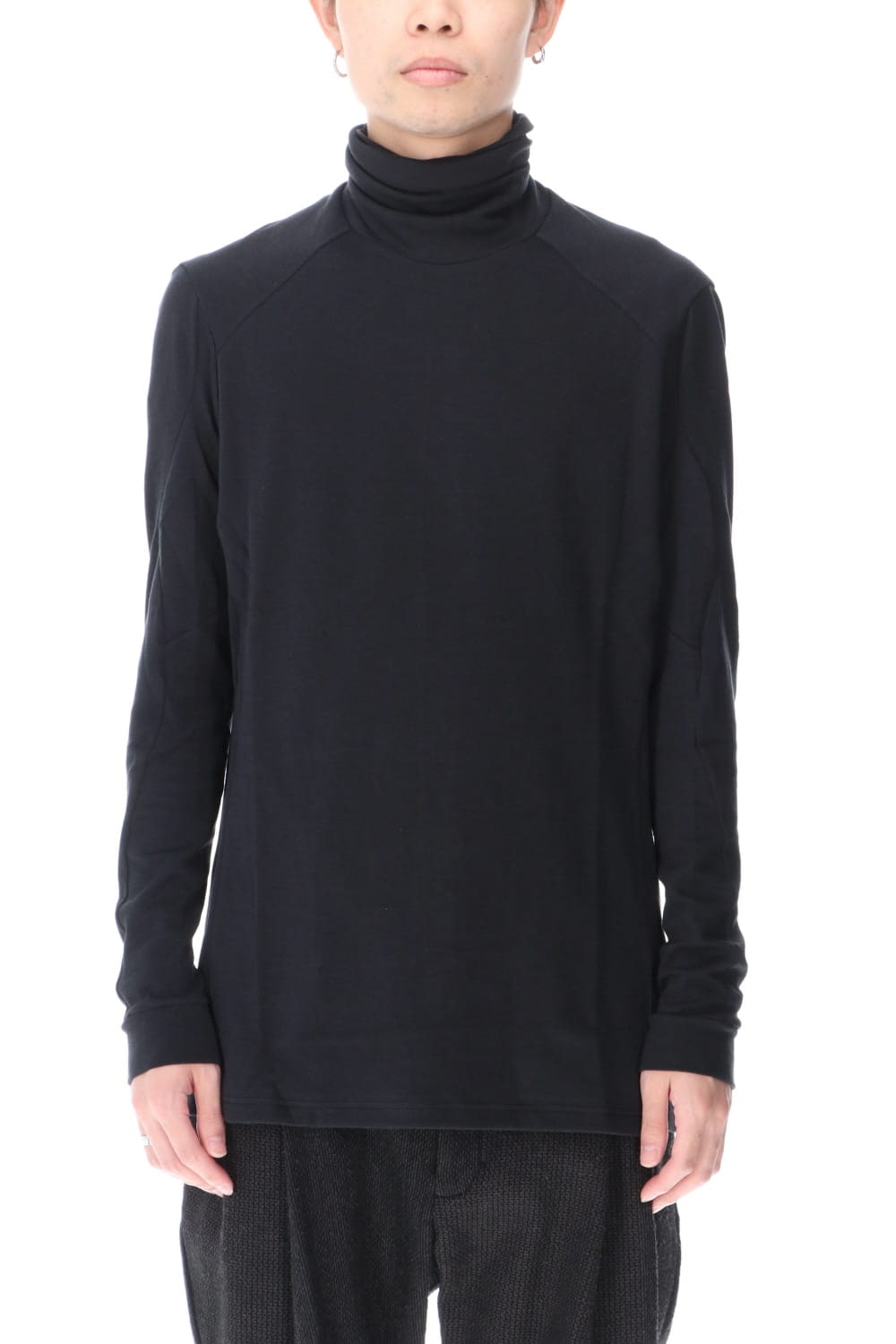 High neck long sleeve soft jersey Black