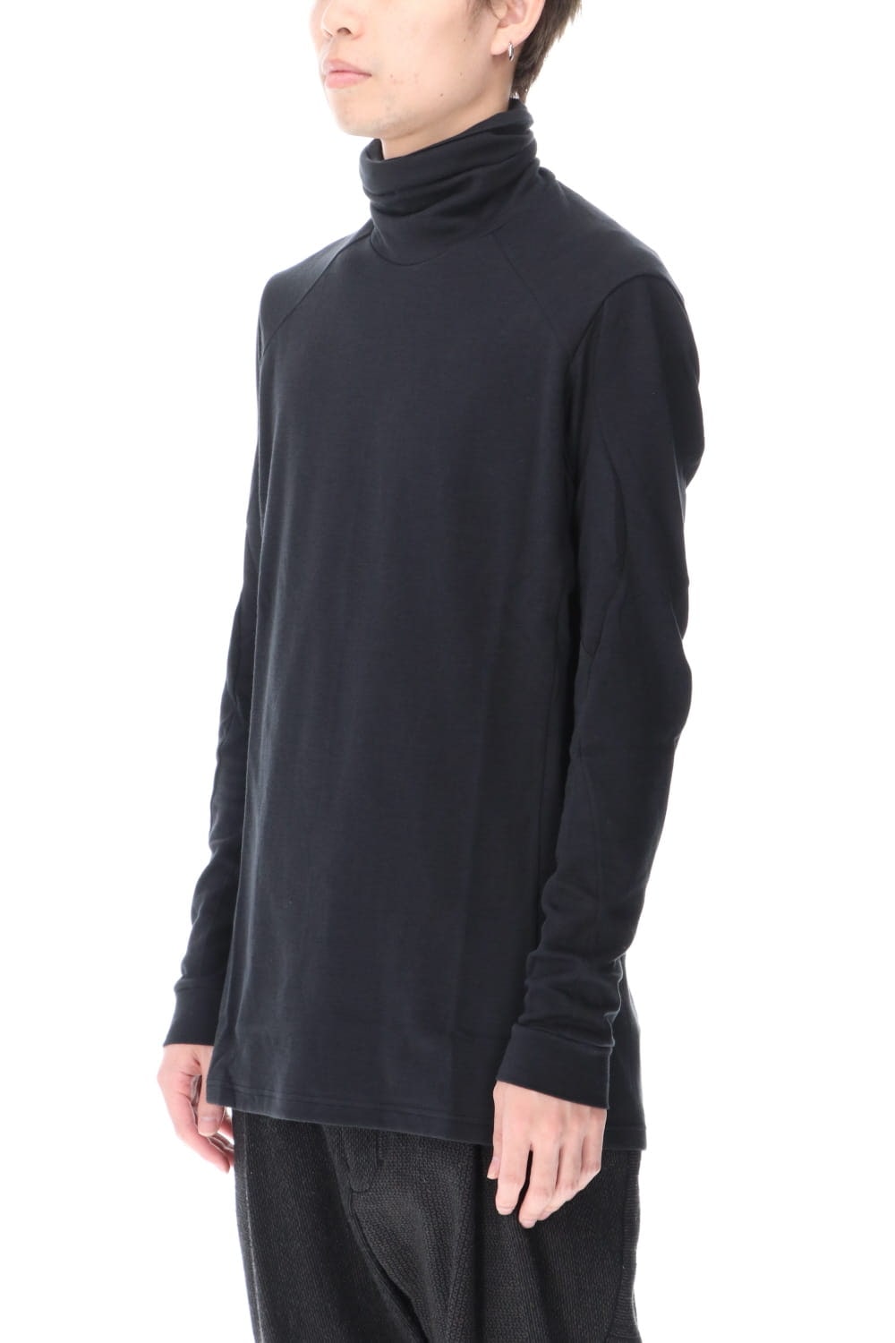 High neck long sleeve soft jersey Black
