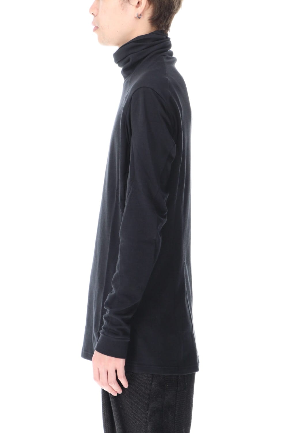 High neck long sleeve soft jersey Black