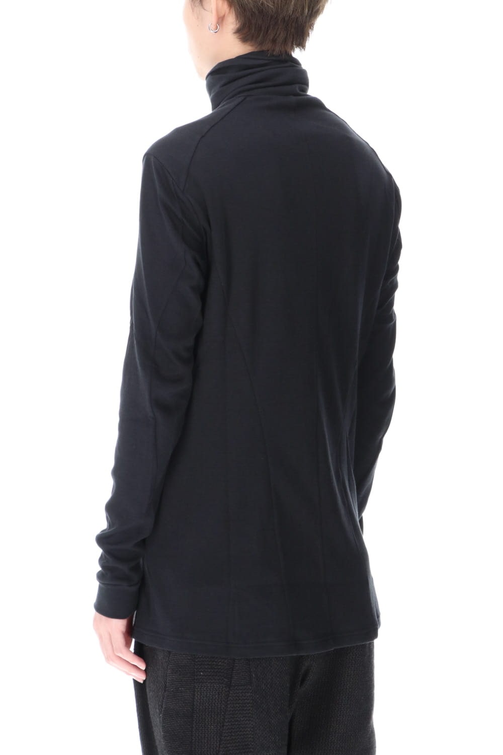High neck long sleeve soft jersey Black