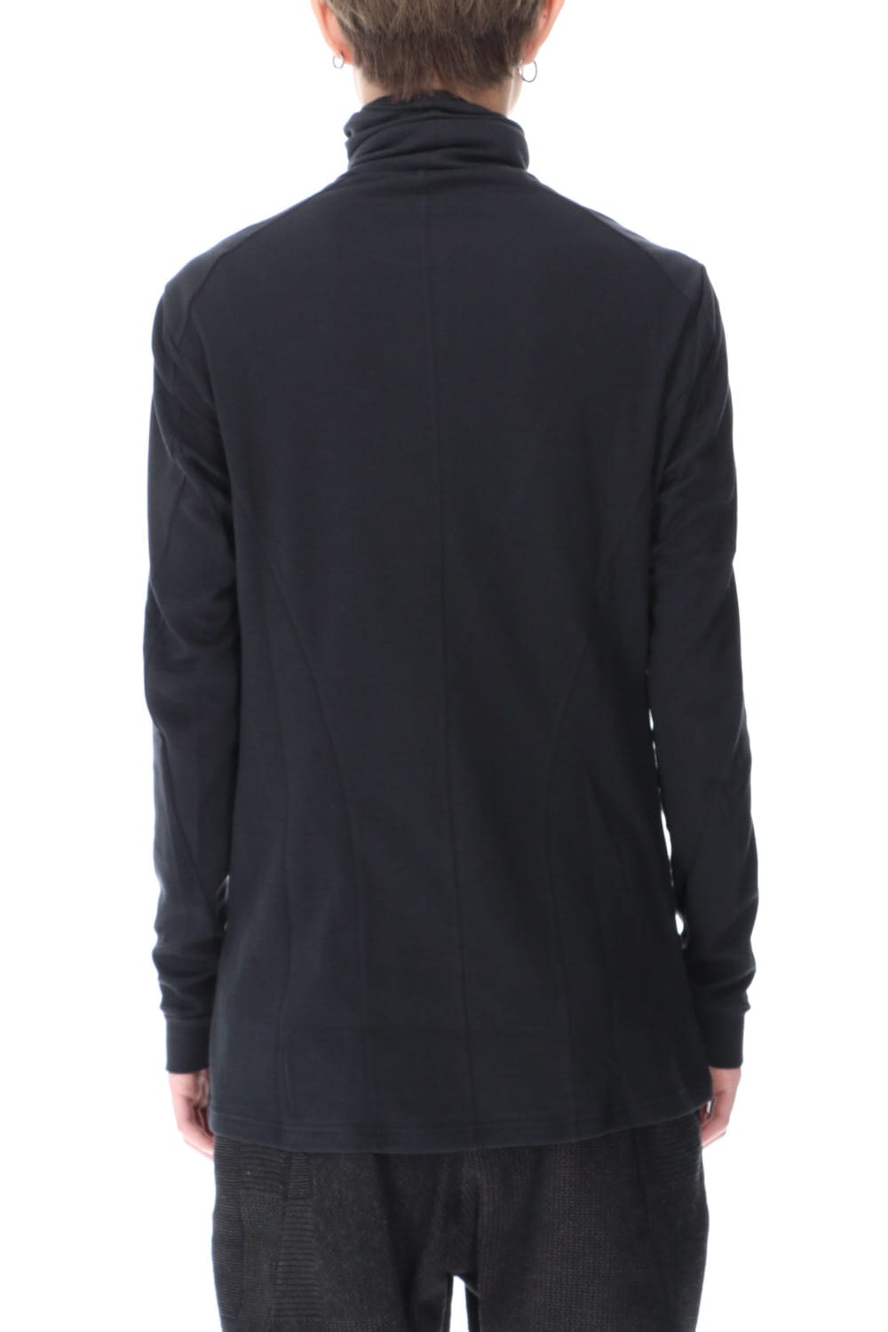 High neck long sleeve soft jersey Black