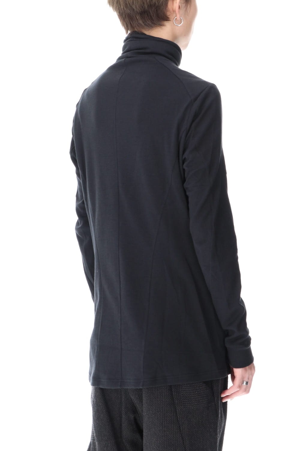 High neck long sleeve soft jersey Black
