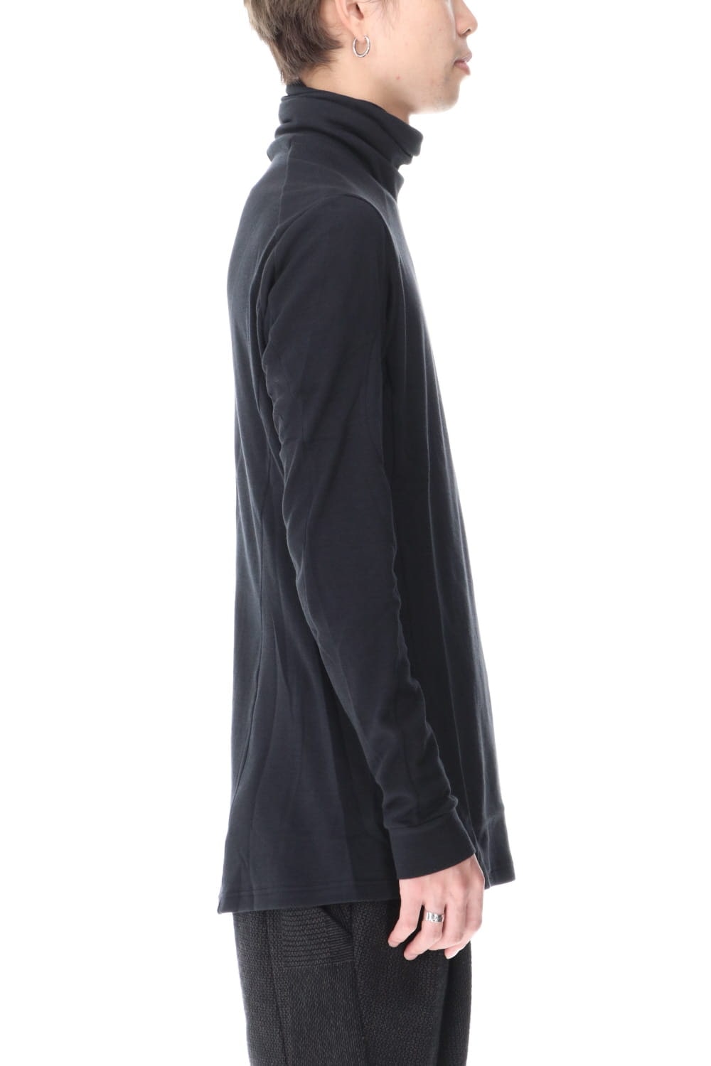 High neck long sleeve soft jersey Black