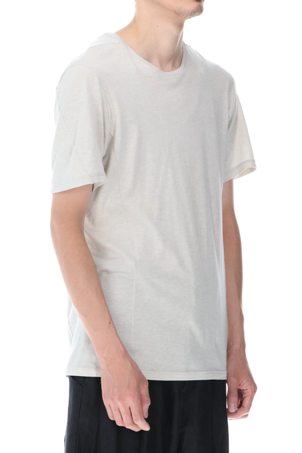 Short sleeve cotton / silk jersey White Gray