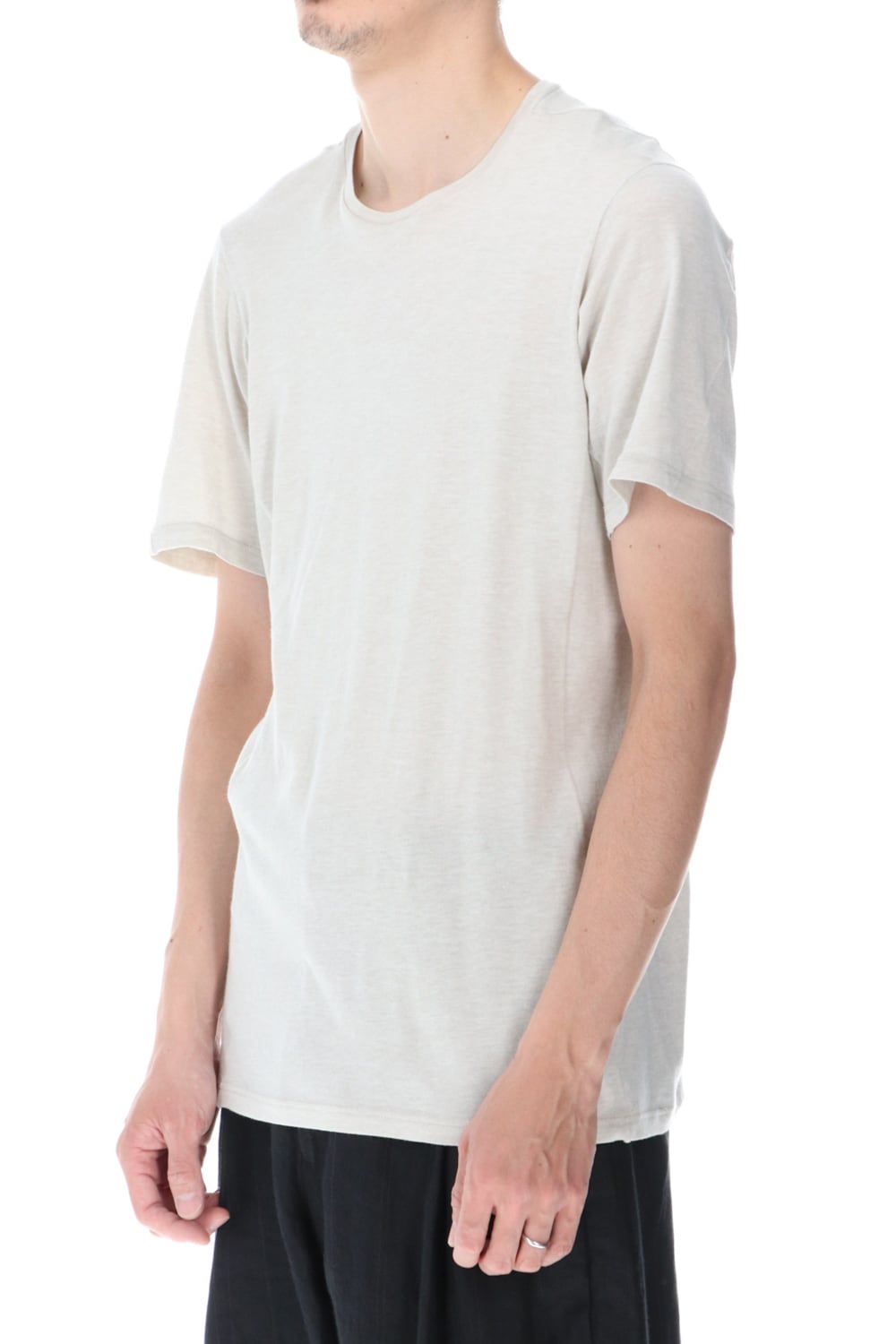 Short sleeve cotton / silk jersey White Gray