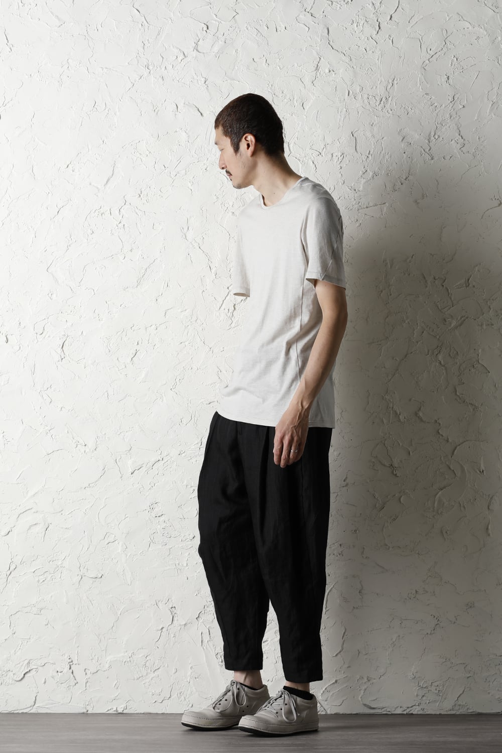 Short sleeve cotton / silk jersey White Gray