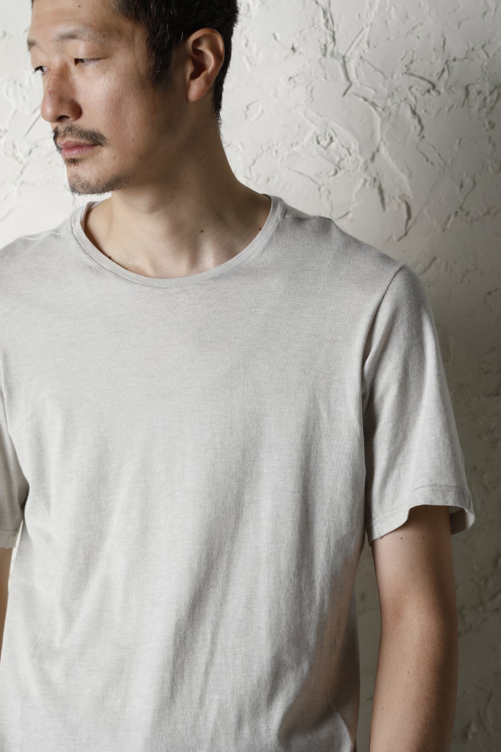 Short sleeve cotton / silk jersey White Gray