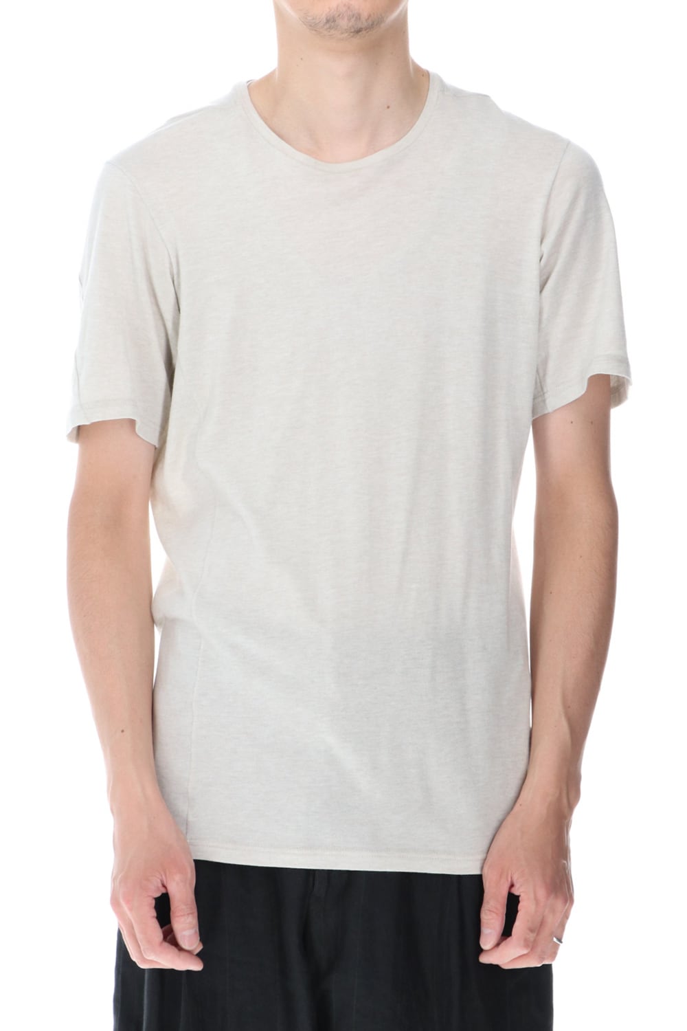 Short sleeve cotton / silk jersey White Gray