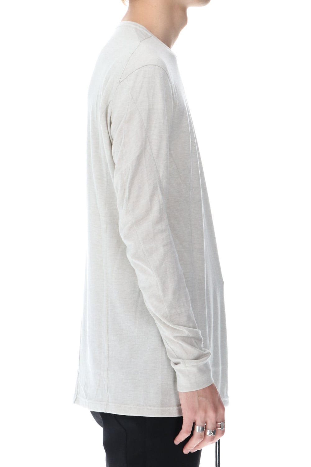 Long sleeve cotton / silk jersey White Gray