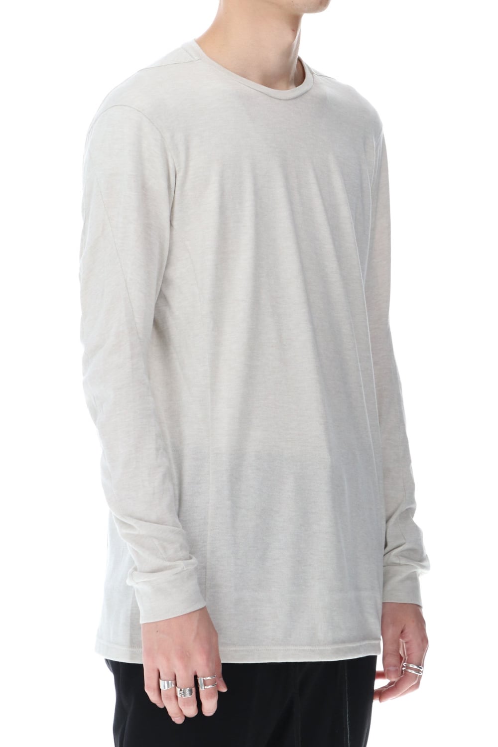 Long sleeve cotton / silk jersey White Gray