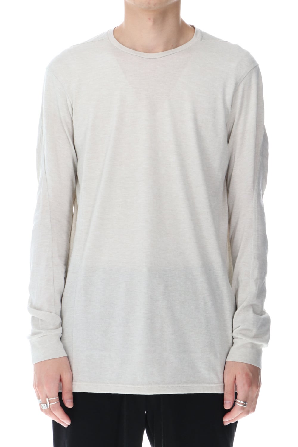 Long sleeve cotton / silk jersey White Gray