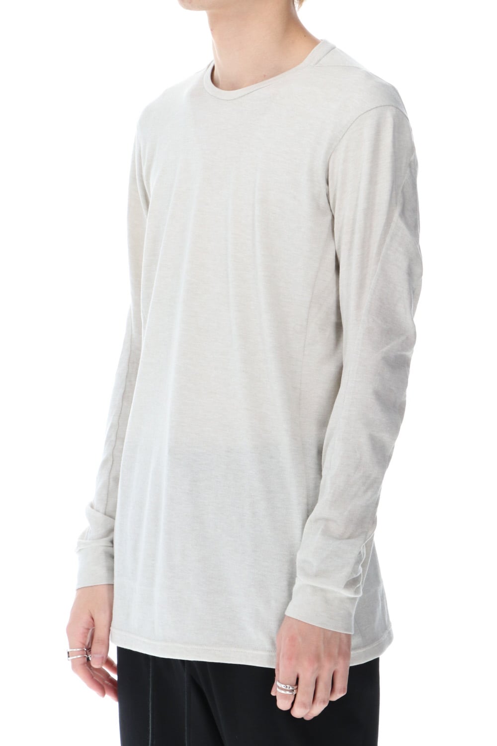 Long sleeve cotton / silk jersey White Gray