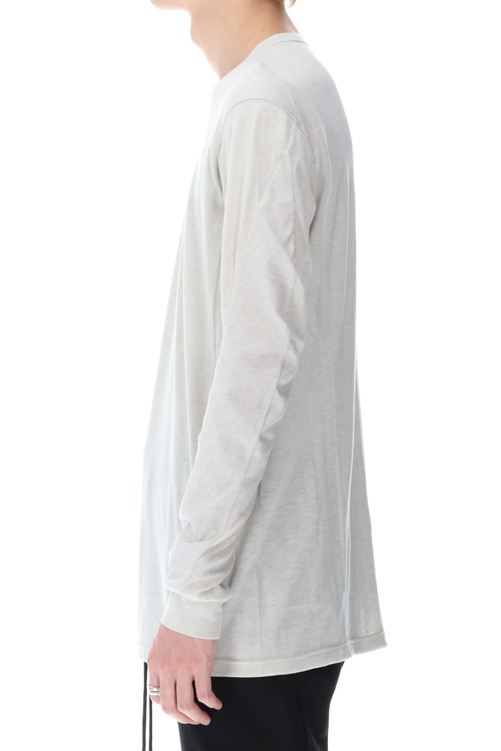 Long sleeve cotton / silk jersey White Gray