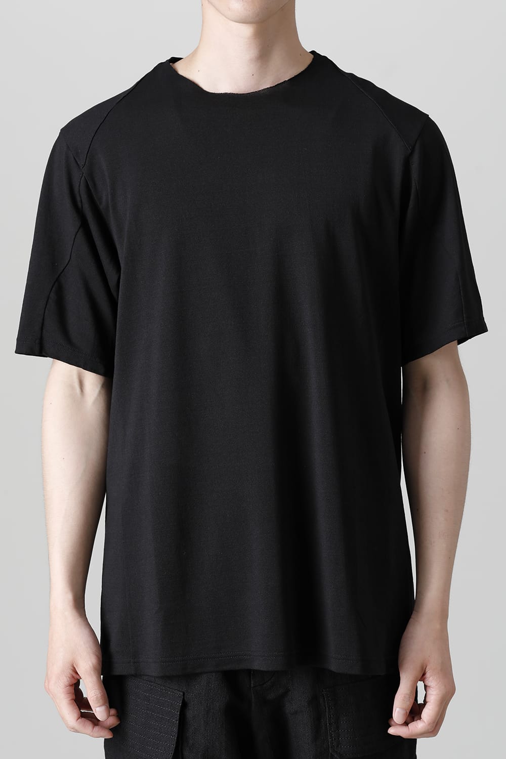 Short sleeve japanese paper jersey charcoal dyed  Black