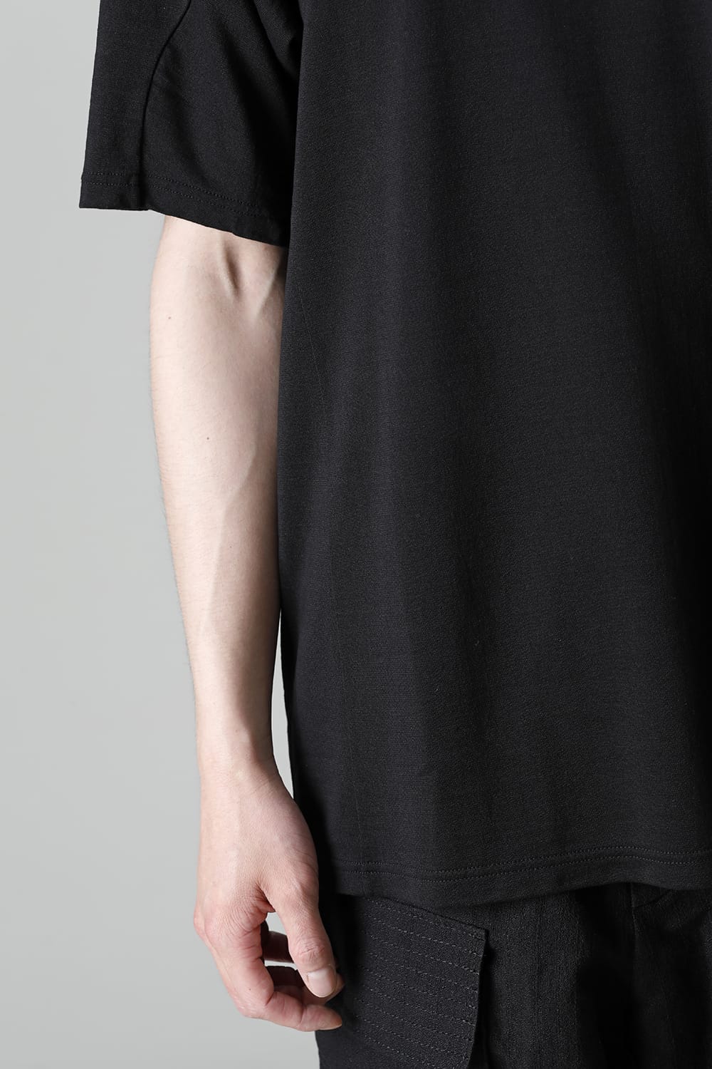 Short sleeve japanese paper jersey charcoal dyed  Black