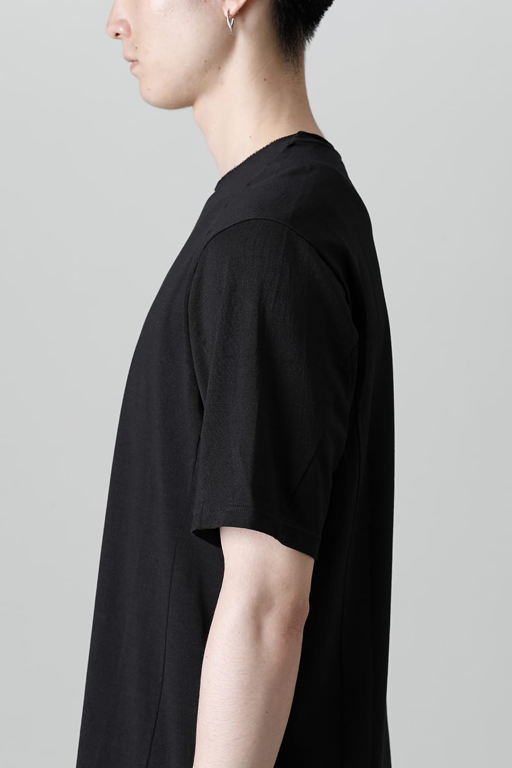 Short sleeve japanese paper jersey charcoal dyed  Black