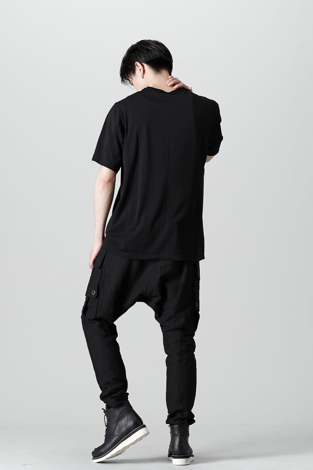 Short sleeve japanese paper jersey charcoal dyed  Black