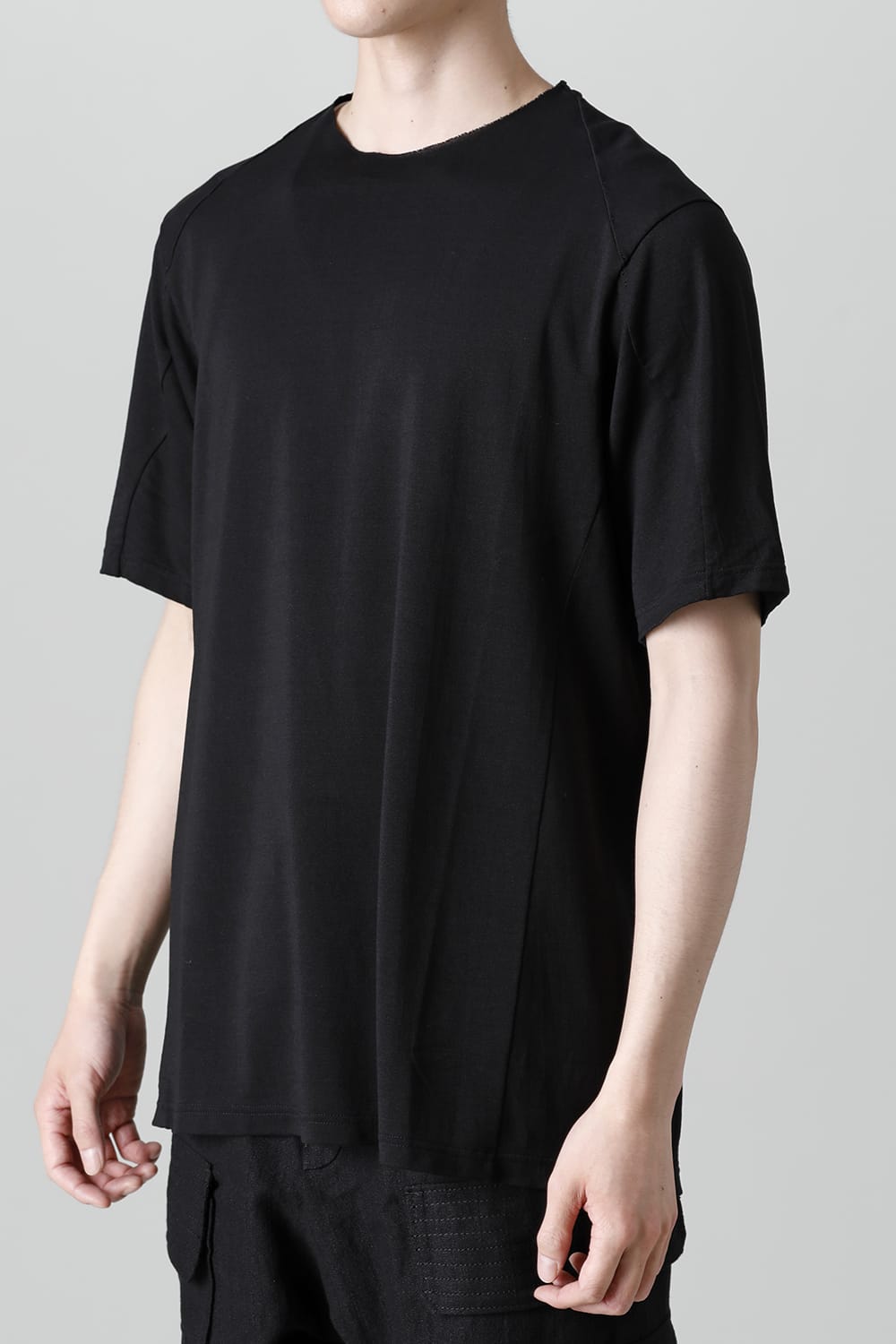 Short sleeve japanese paper jersey charcoal dyed  Black