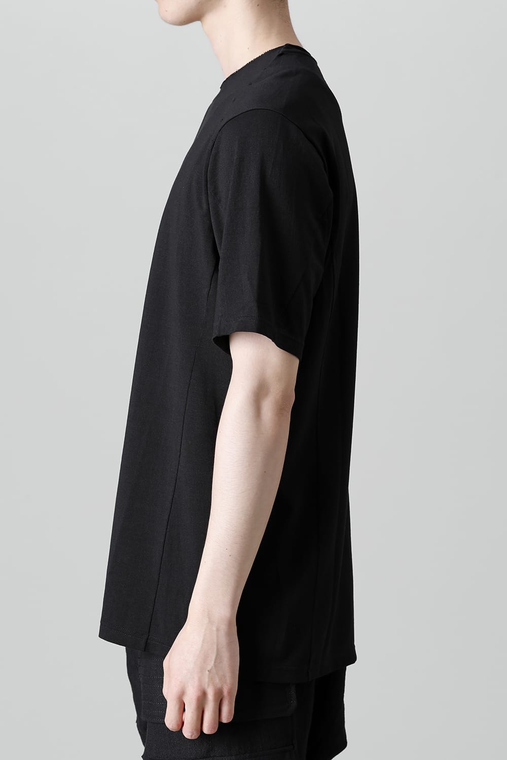 Short sleeve japanese paper jersey charcoal dyed  Black