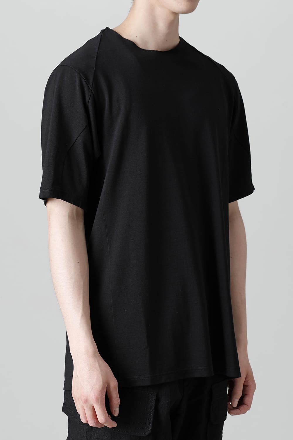 Short sleeve japanese paper jersey charcoal dyed  Black