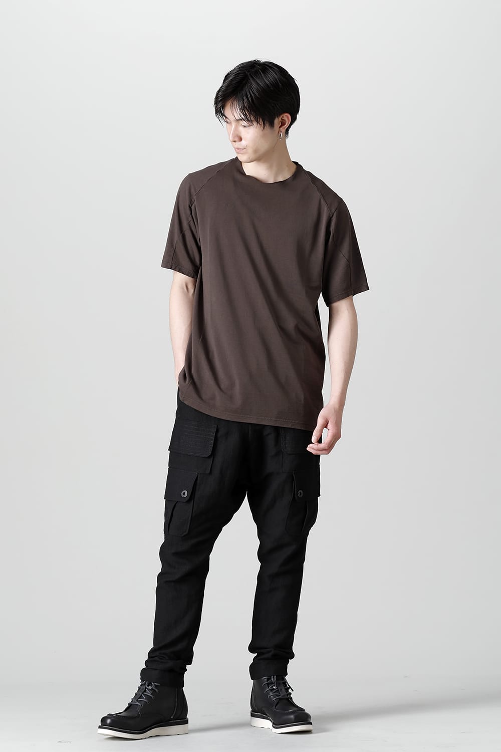 Short sleeve japanese paper jersey charcoal dyed  Charcoal