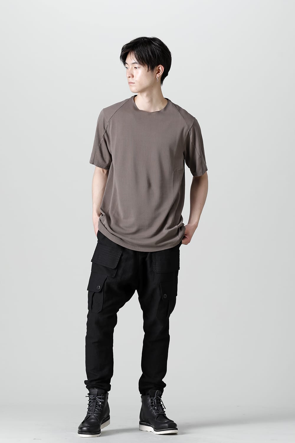 Short sleeve japanese paper jersey charcoal dyed  Light Gray