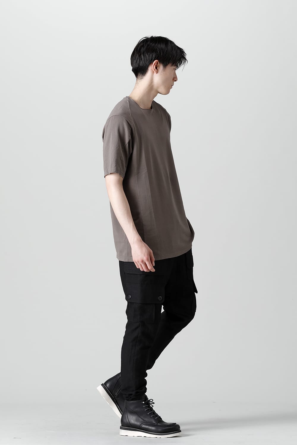 Short sleeve japanese paper jersey charcoal dyed  Light Gray