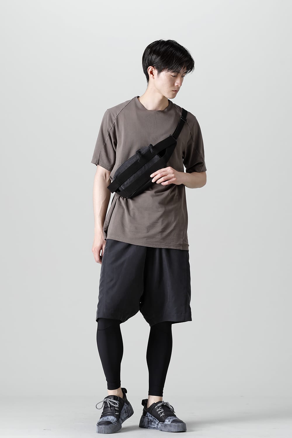 Short sleeve japanese paper jersey charcoal dyed  Light Gray