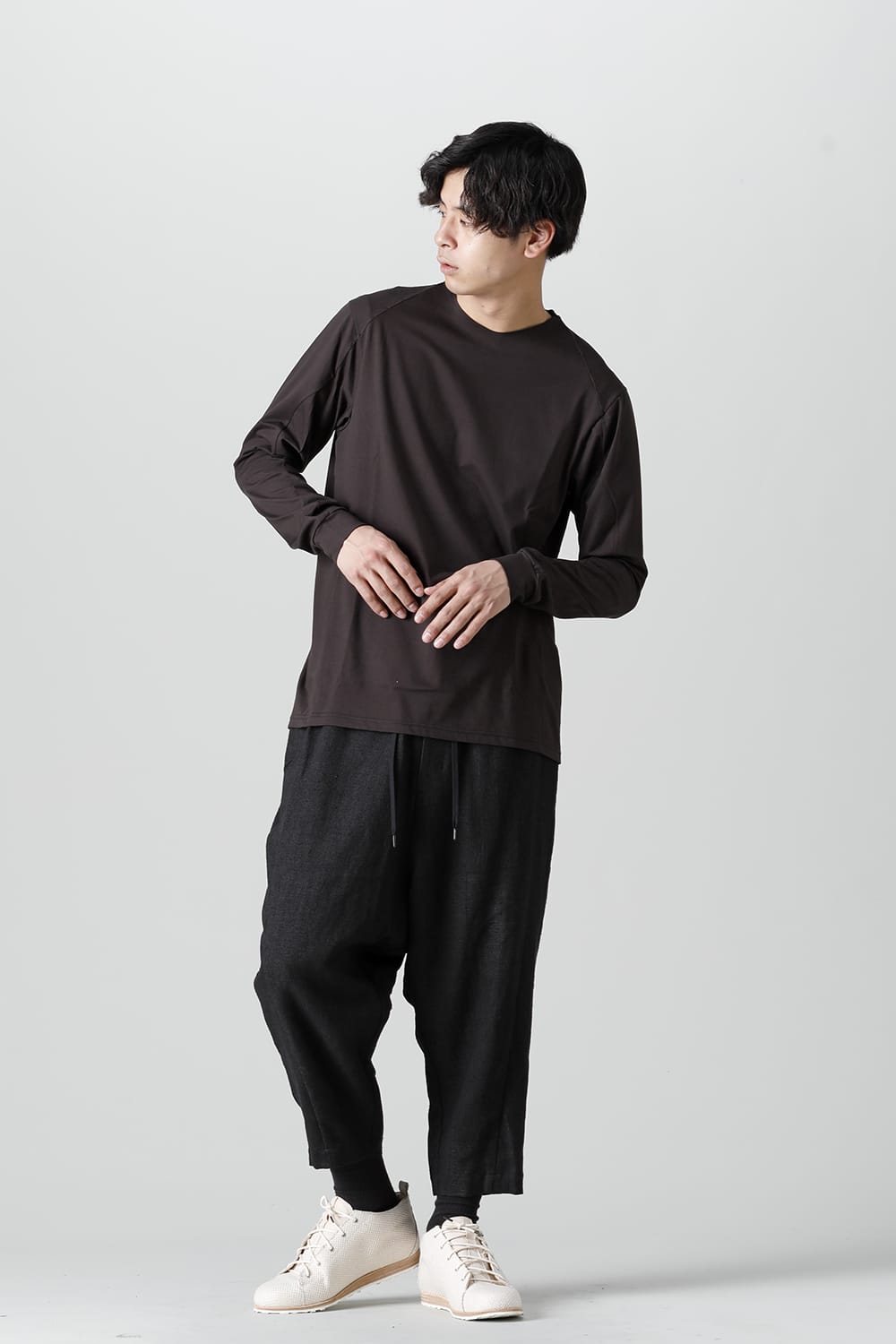 Long sleeve japanese paper jersey charcoal dyed  Charcoal