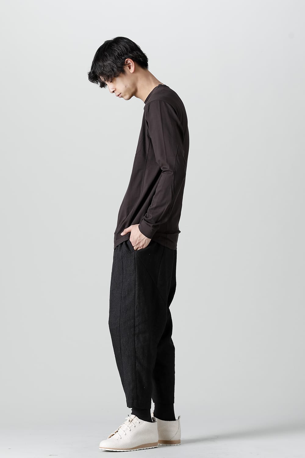 Long sleeve japanese paper jersey charcoal dyed  Charcoal