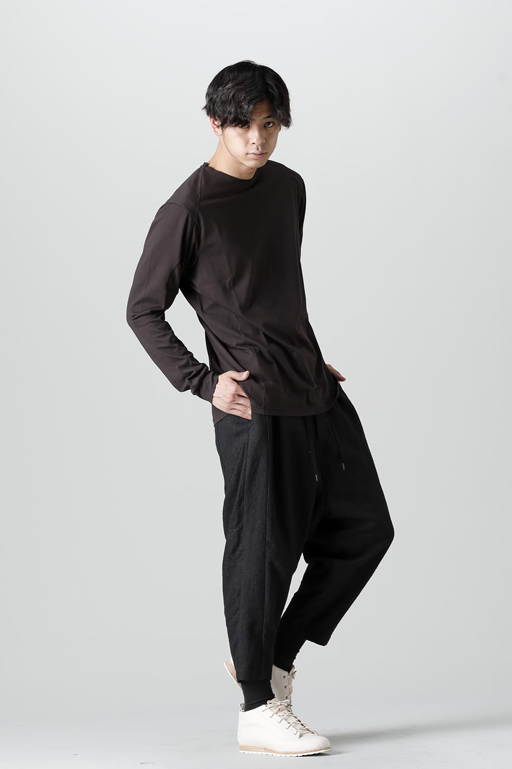 Long sleeve japanese paper jersey charcoal dyed  Charcoal