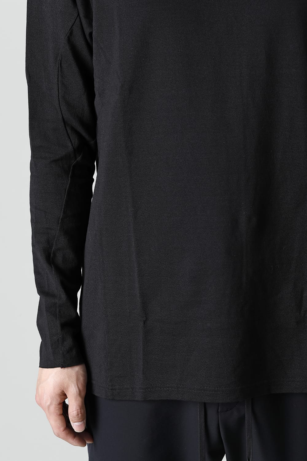 Long sleeve japanese paper jersey charcoal dyed  Black