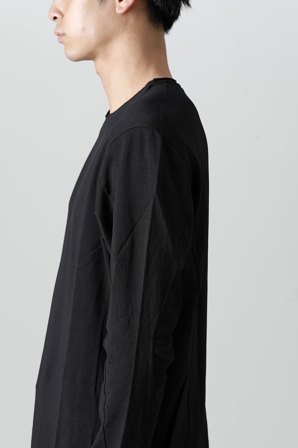 Long sleeve japanese paper jersey charcoal dyed  Black