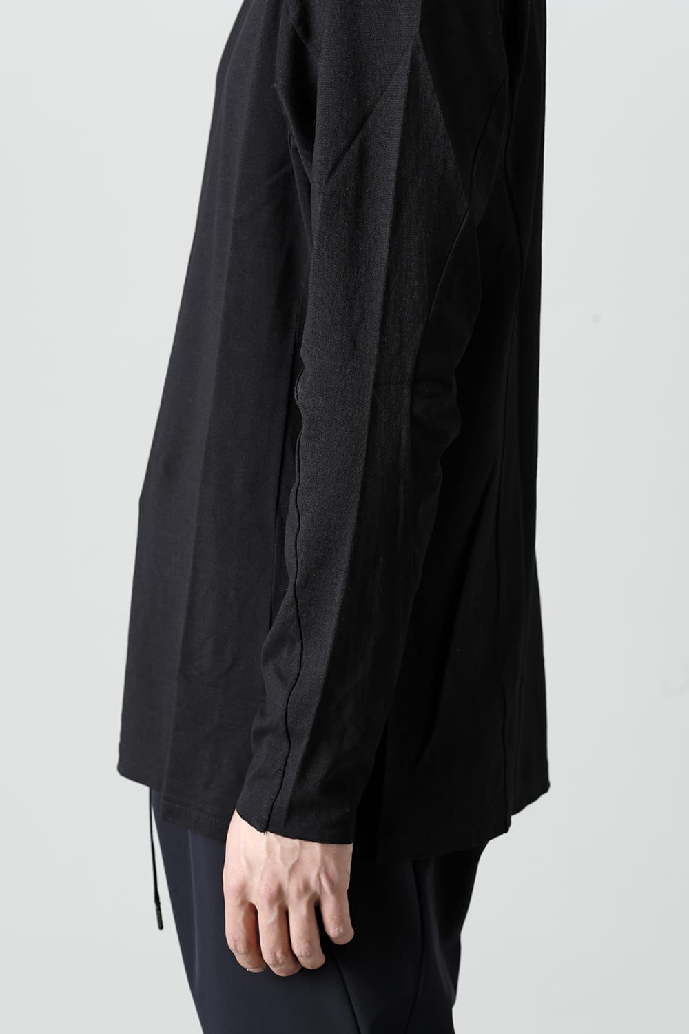 Long sleeve japanese paper jersey charcoal dyed  Black