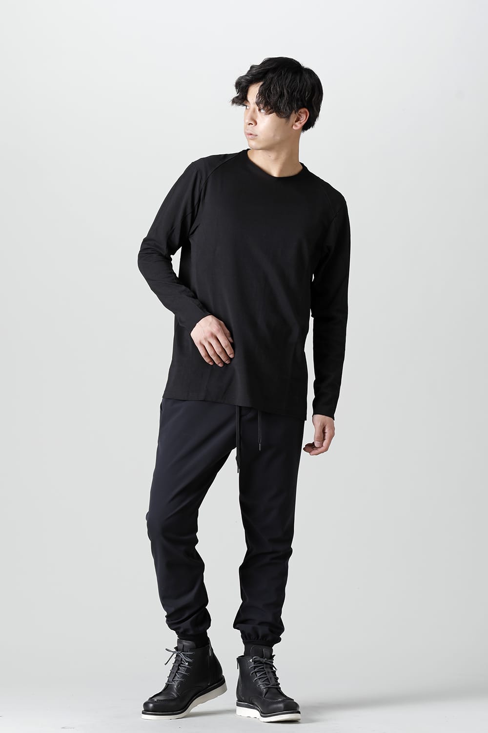 Long sleeve japanese paper jersey charcoal dyed  Black