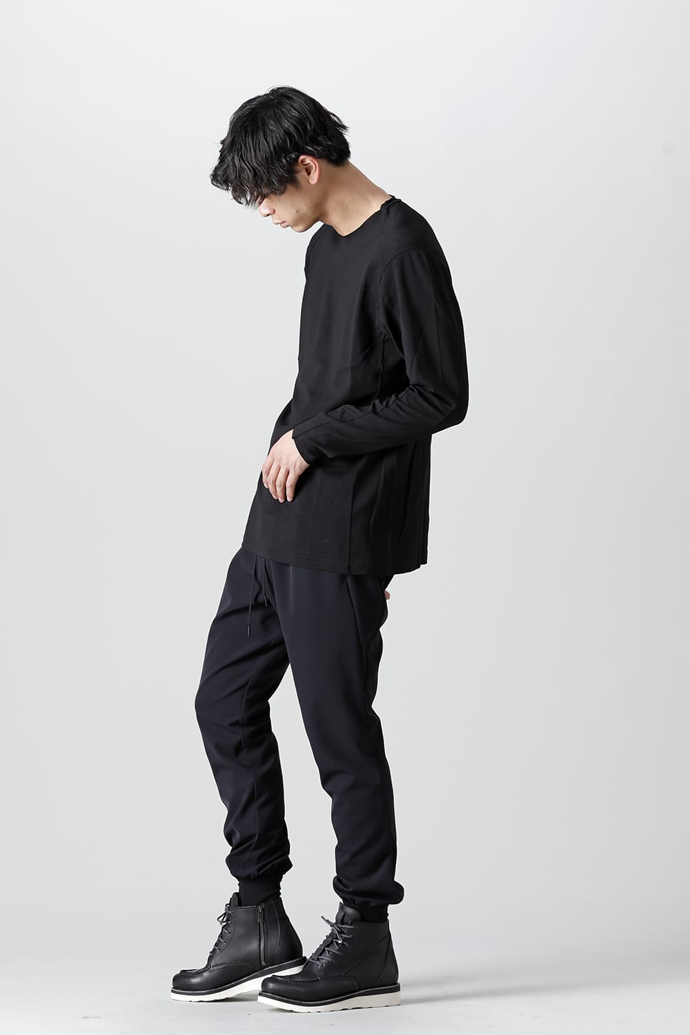 Long sleeve japanese paper jersey charcoal dyed  Black