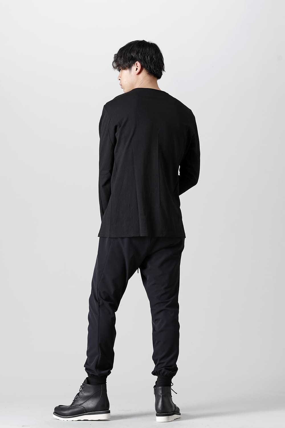 Long sleeve japanese paper jersey charcoal dyed  Black