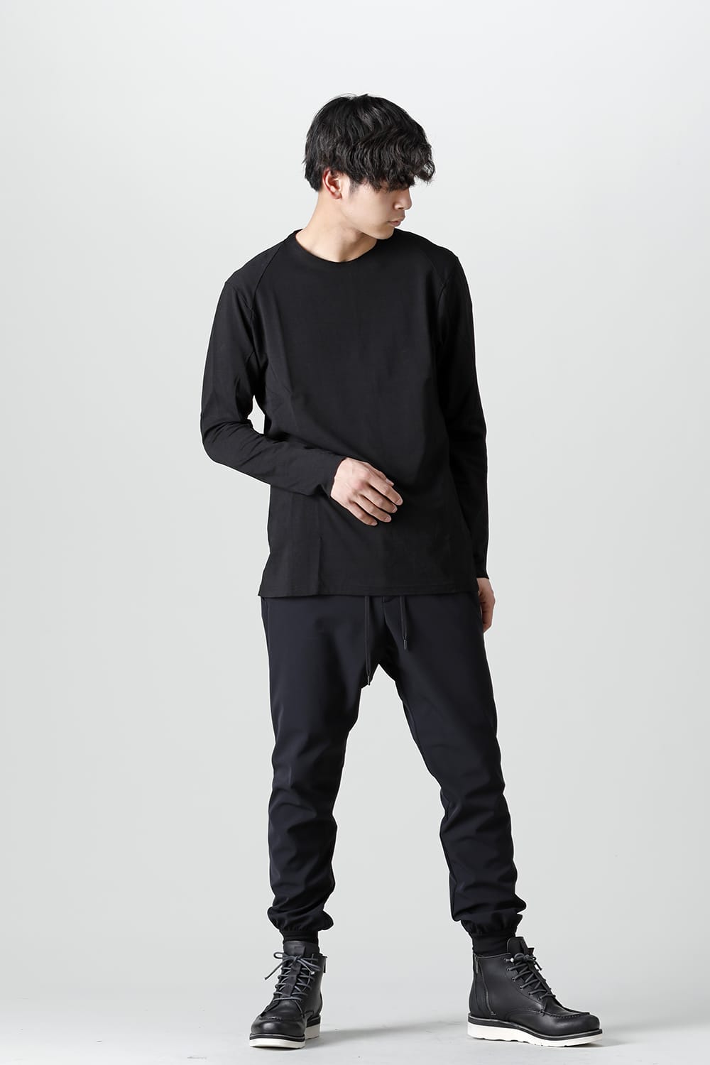 Long sleeve japanese paper jersey charcoal dyed  Black