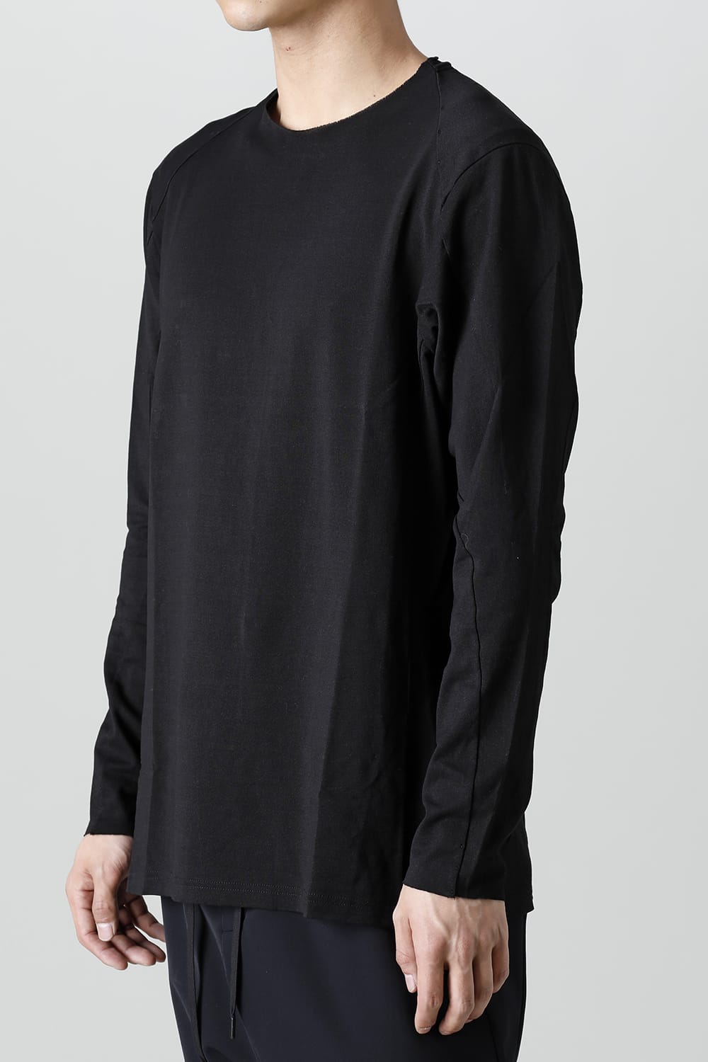 Long sleeve japanese paper jersey charcoal dyed  Black