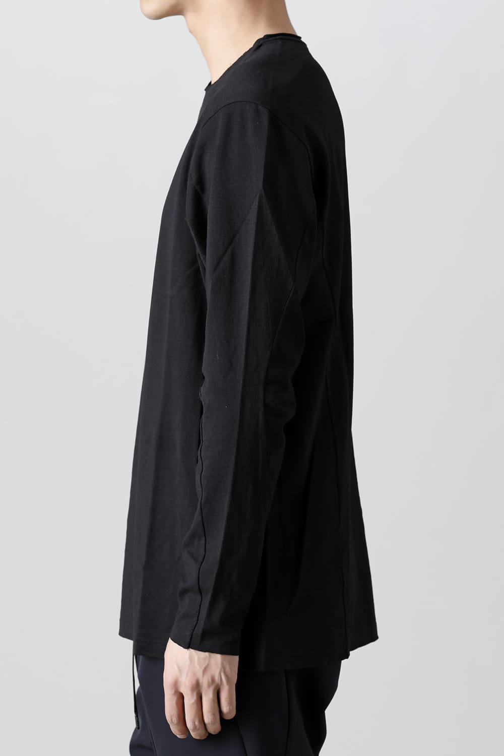 Long sleeve japanese paper jersey charcoal dyed  Black