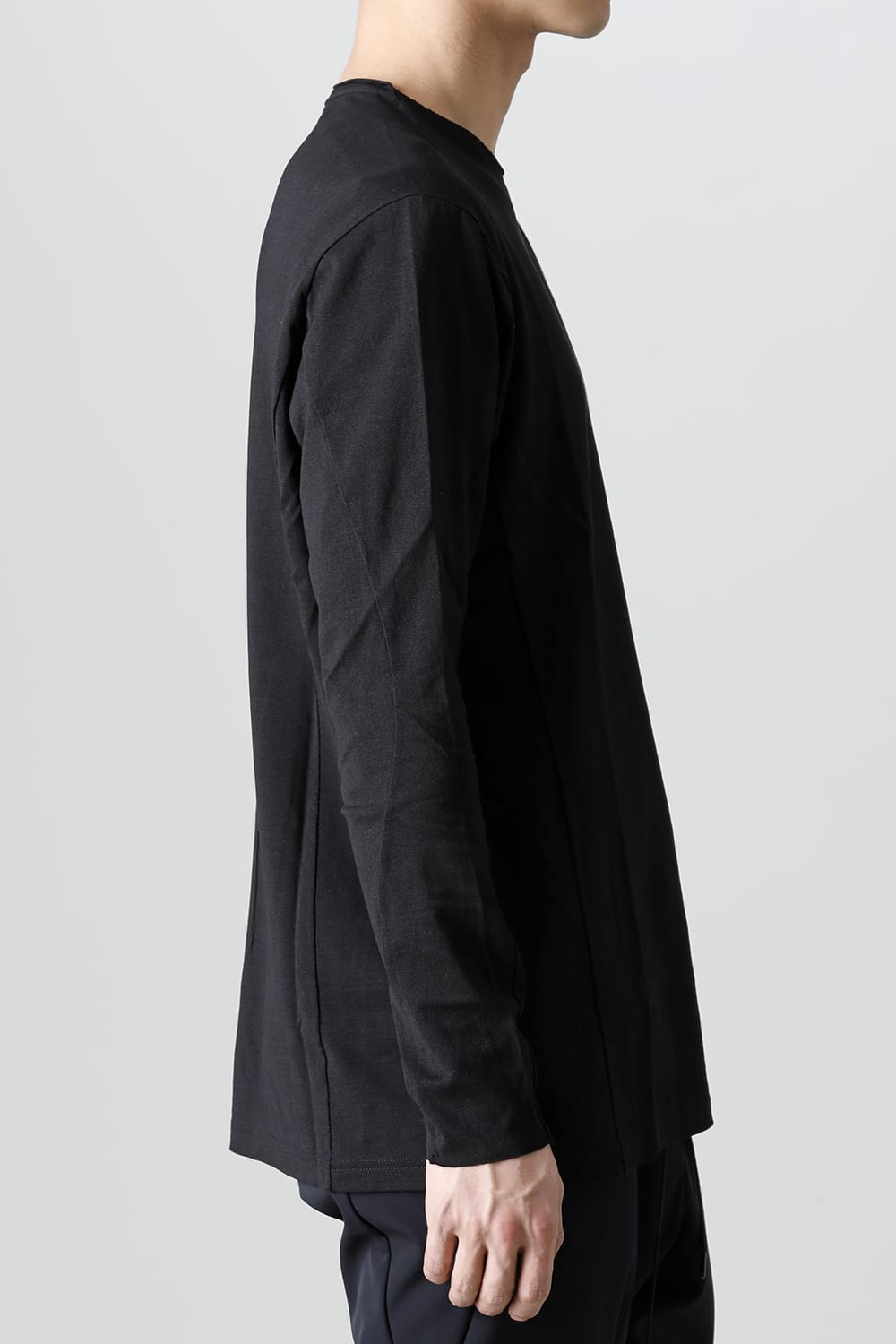 Long sleeve japanese paper jersey charcoal dyed  Black