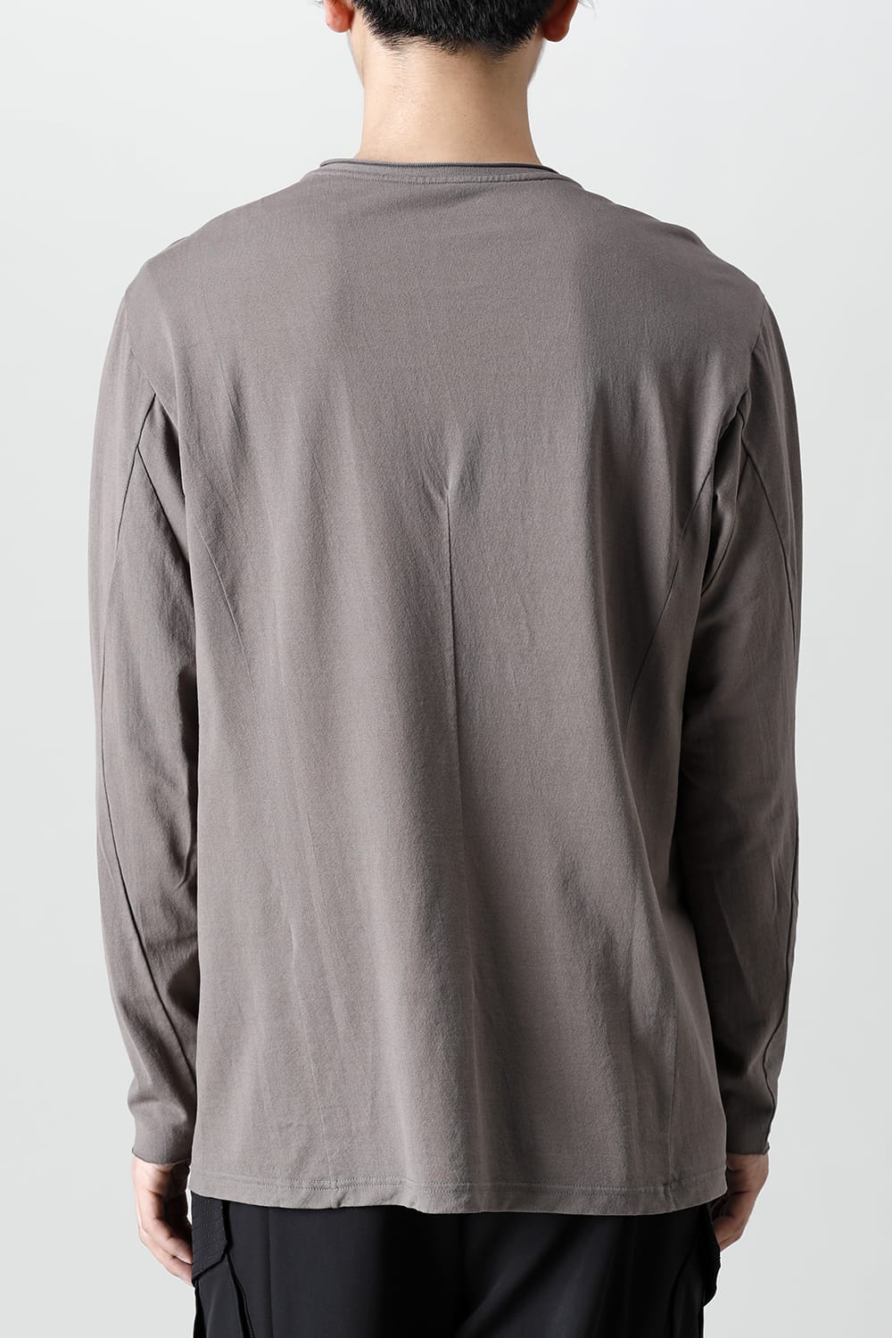 ロングスリーブ 和紙ジャージー チャコールダイ  ライトグレー