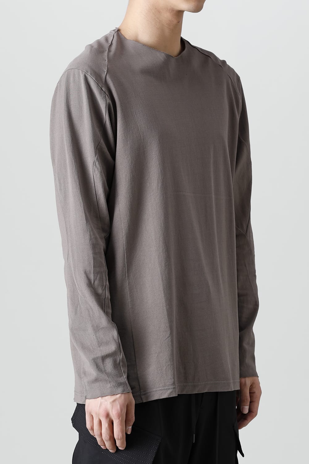 ロングスリーブ 和紙ジャージー チャコールダイ  ライトグレー